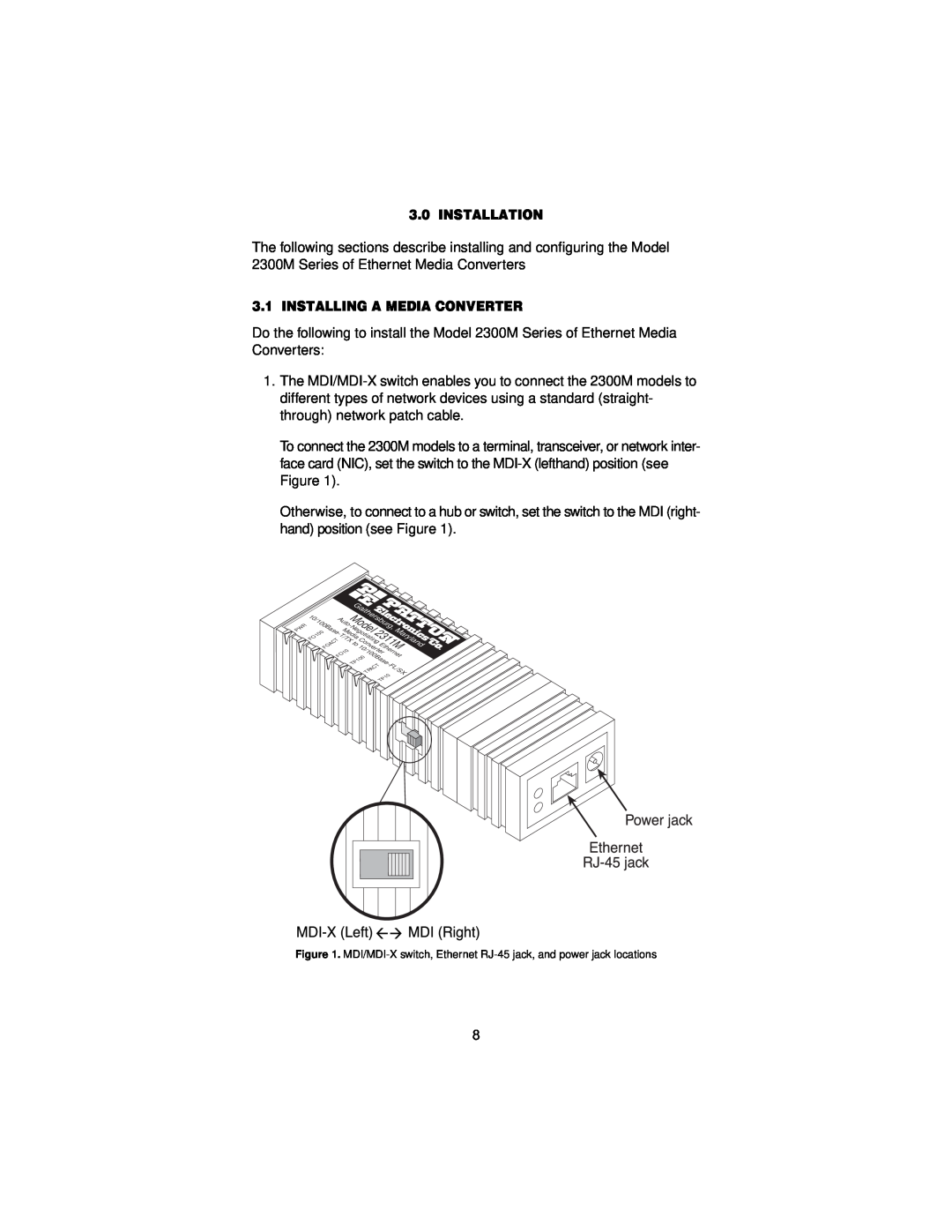 Patton electronic 2300M user manual Installation, Installing A Media Converter, Model 