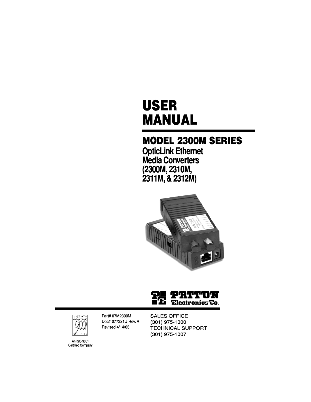 Patton electronic 2310M, 2312M, 2311M user manual User Manual, MODEL 2300M SERIES 