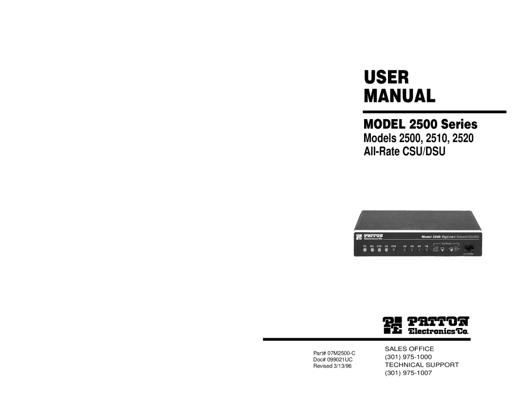 Patton electronic 2500 Series user manual User Manual 