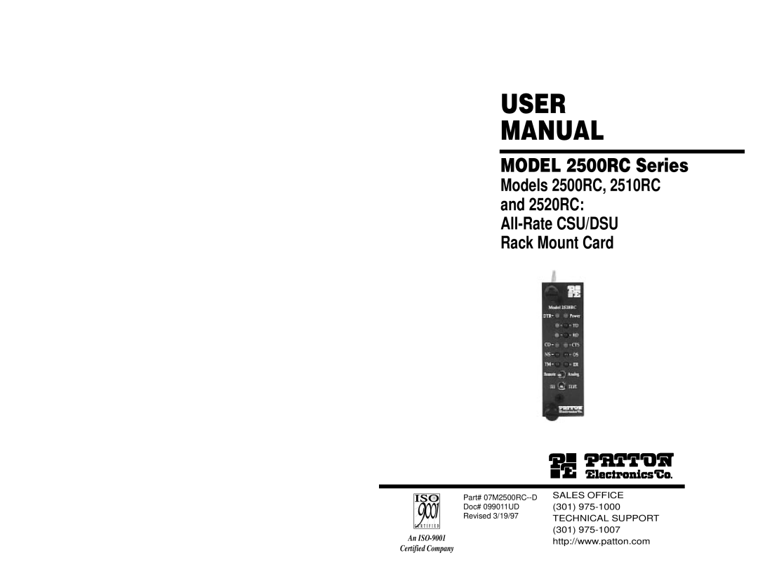 Patton electronic 2500RC, 2520RC, 2510RC user manual User Manual 