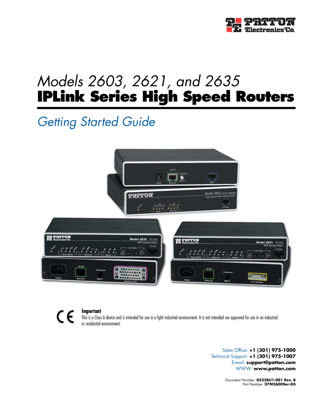 Patton electronic 2621, 2603, 2635 manual IPLink Series High Speed Routers 