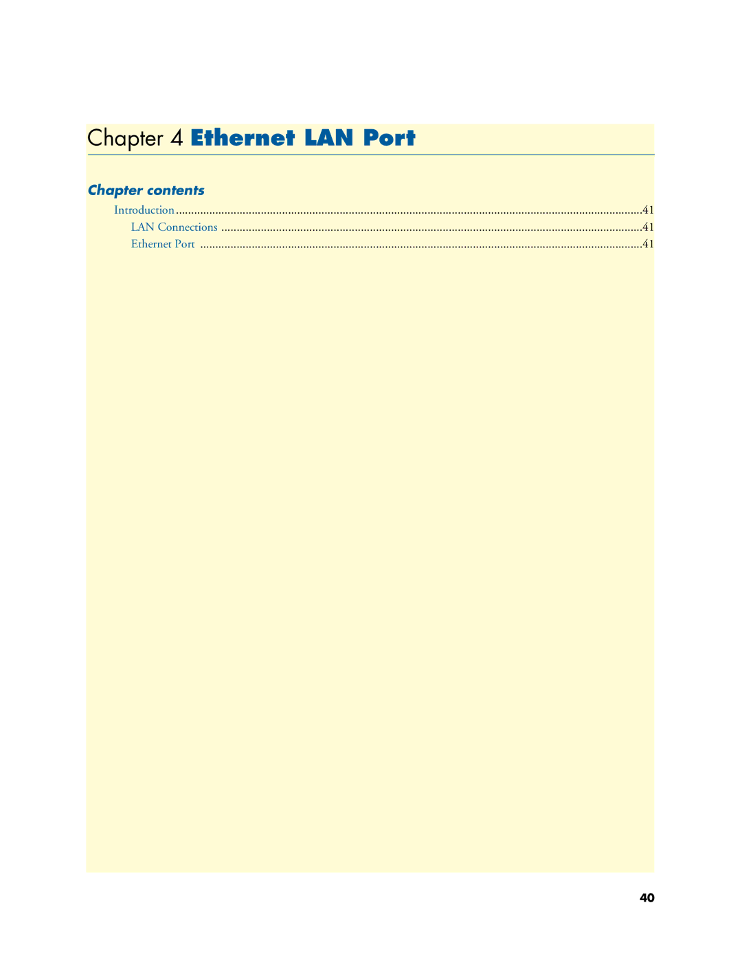 Patton electronic 2621, 2603, 2635 manual Ethernet LAN Port, Chapter contents 