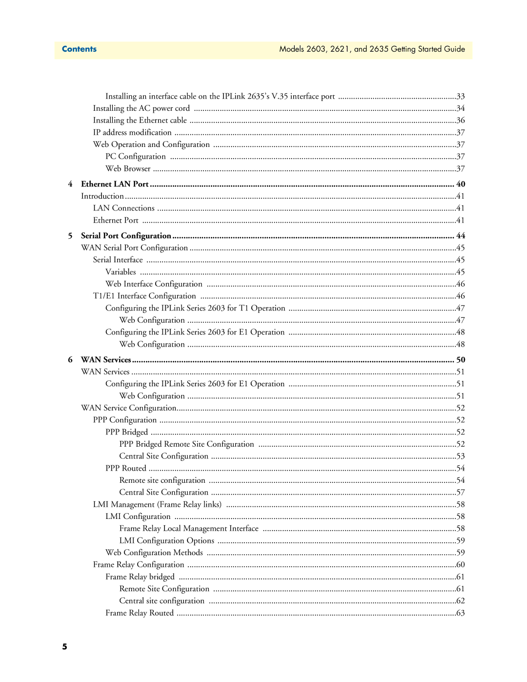 Patton electronic manual Contents Models 2603, 2621, and 2635 Getting Started Guide 