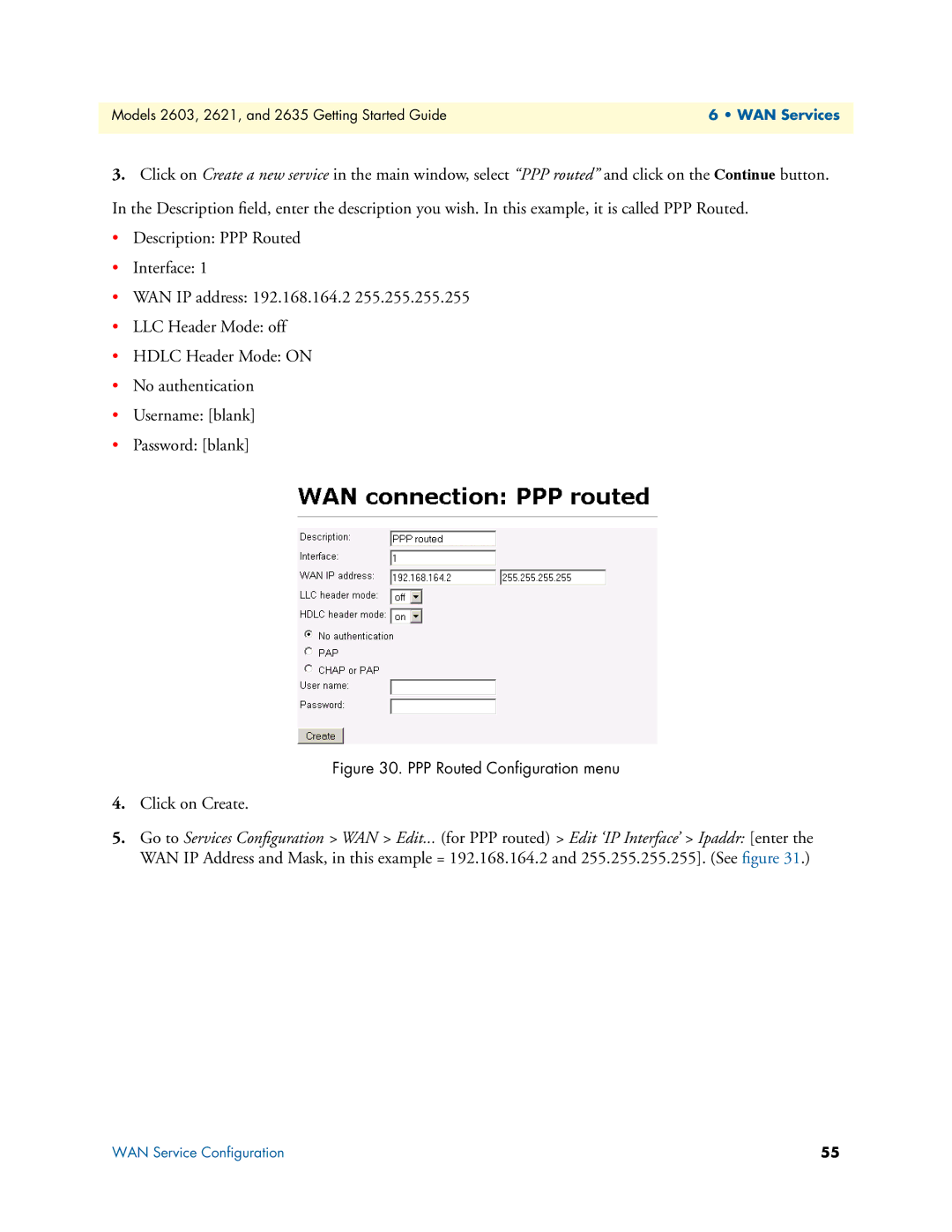 Patton electronic 2621, 2603, 2635 manual Click on Create 