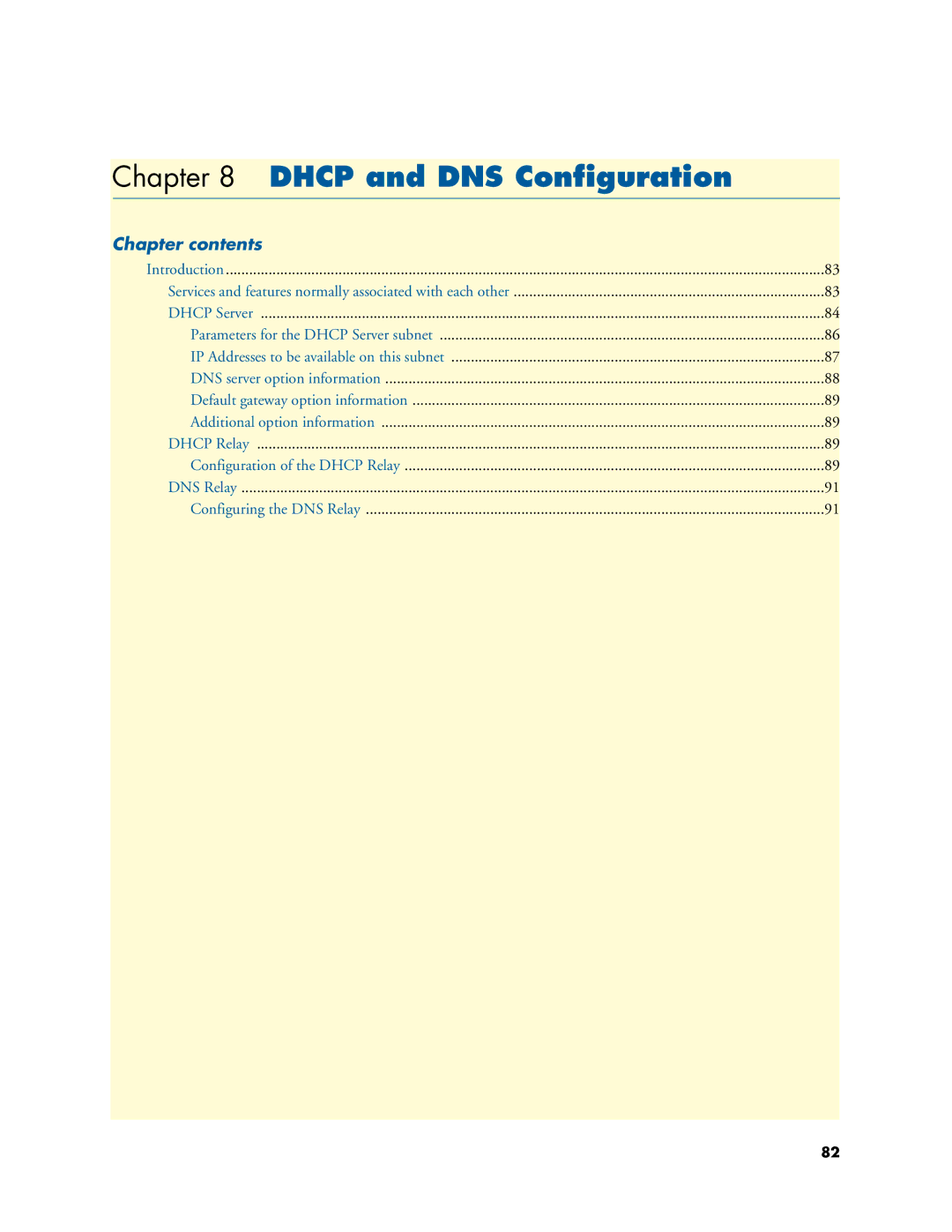 Patton electronic 2621, 2603, 2635 manual Dhcp and DNS Conﬁguration, Chapter contents 