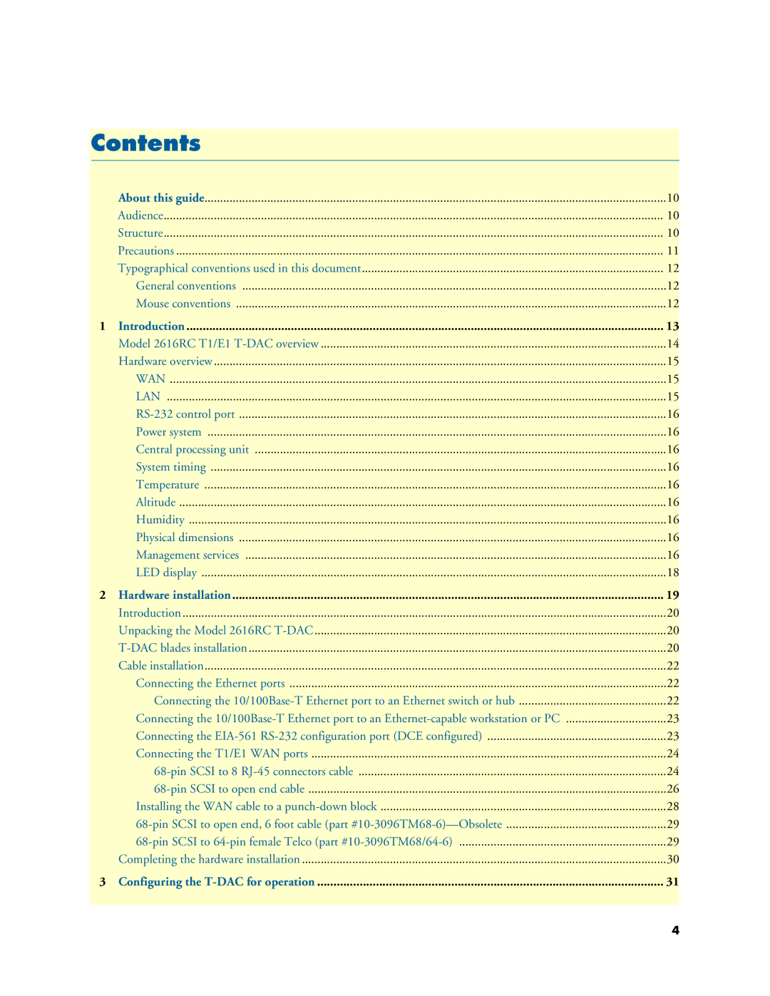 Patton electronic 2616RC user manual Contents 