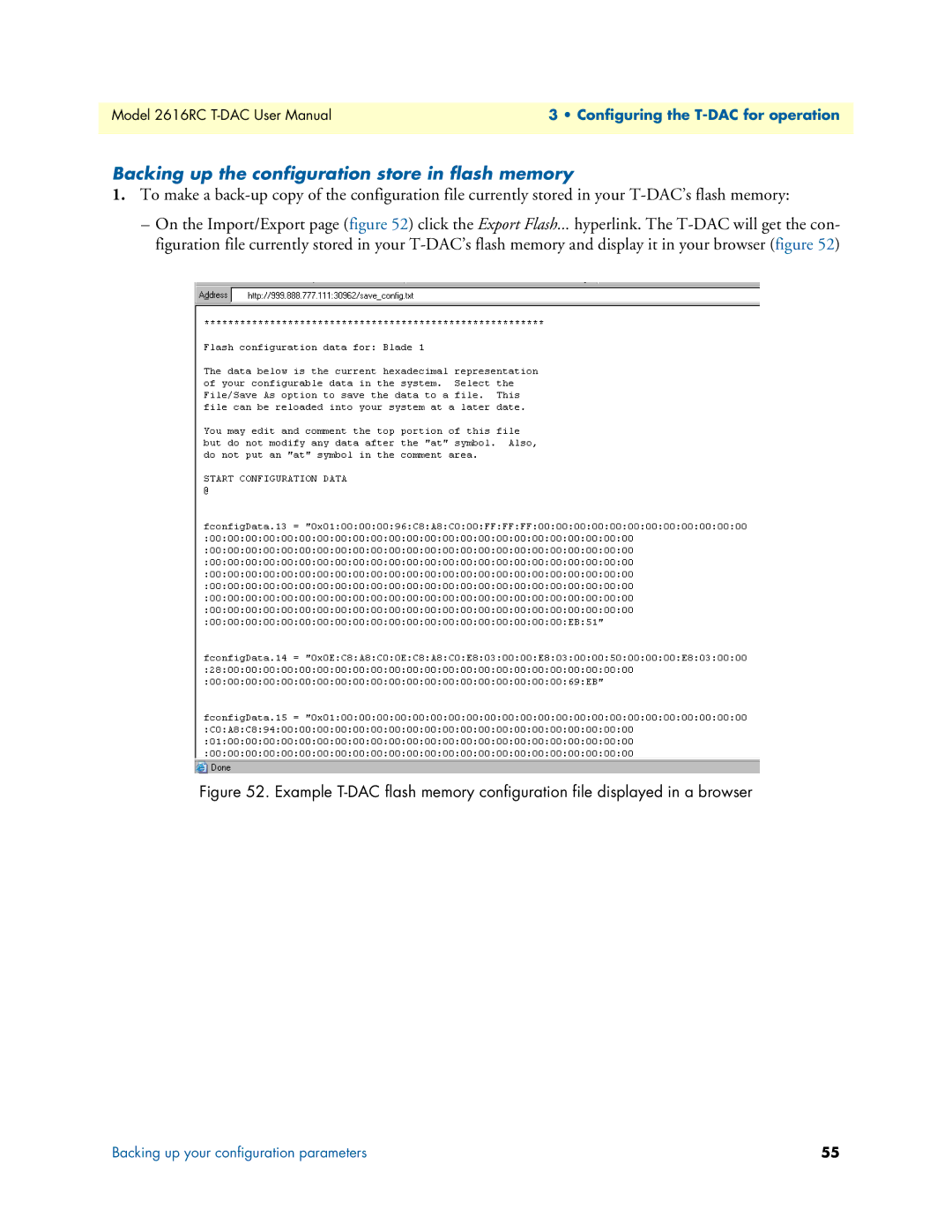 Patton electronic 2616RC user manual Backing up the configuration store in flash memory 