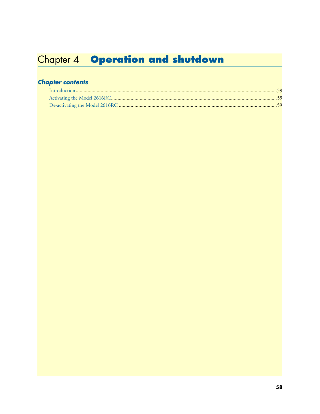 Patton electronic 2616RC user manual Operation and shutdown, Chapter contents 