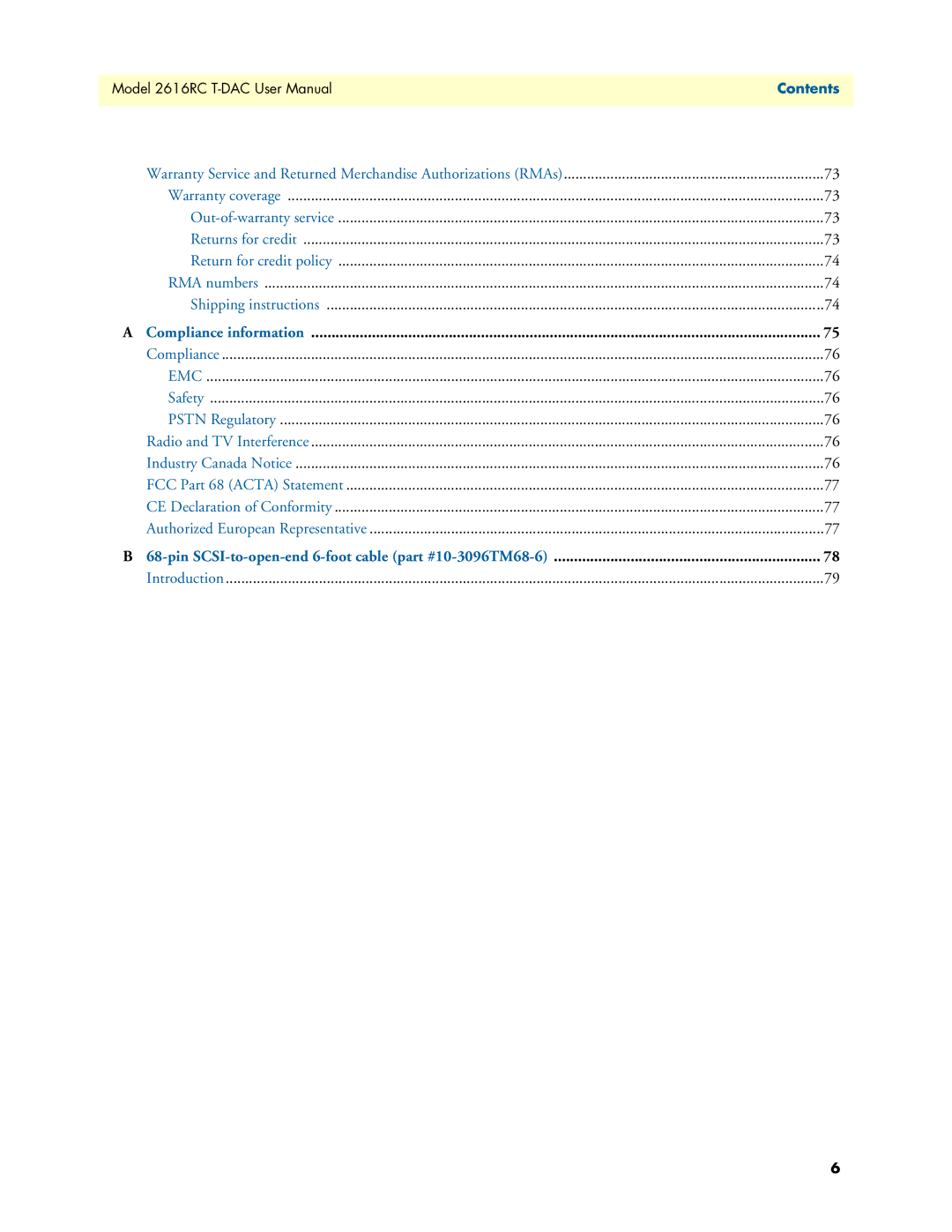 Patton electronic 2616RC user manual Compliance information 