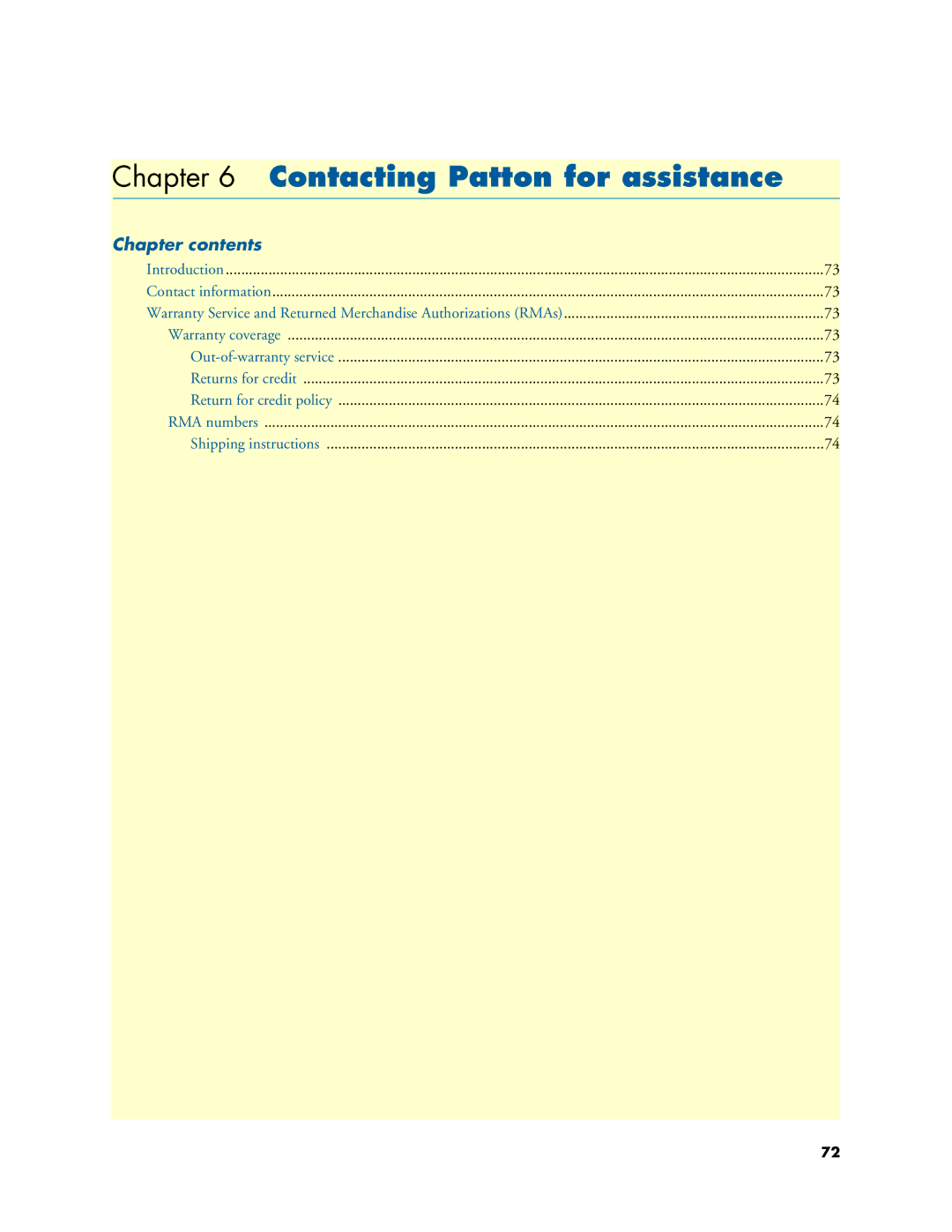 Patton electronic 2616RC user manual Contacting Patton for assistance, Chapter contents 