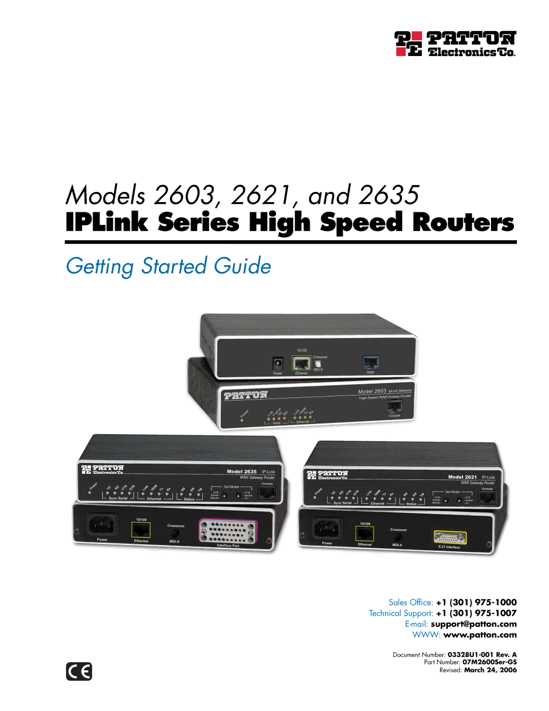 Patton electronic 2635, 2621 manual IPLink Series High Speed Routers 