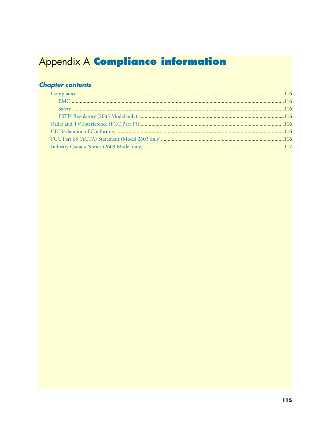 Patton electronic 2635, 2621 manual Appendix a Compliance information, Emc 