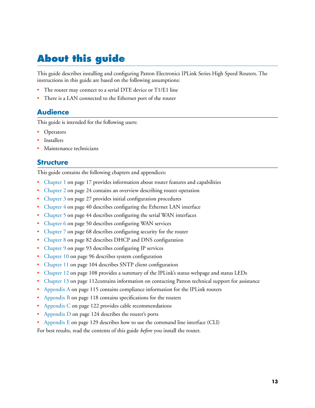 Patton electronic 2635, 2621 manual About this guide, Audience, Structure 