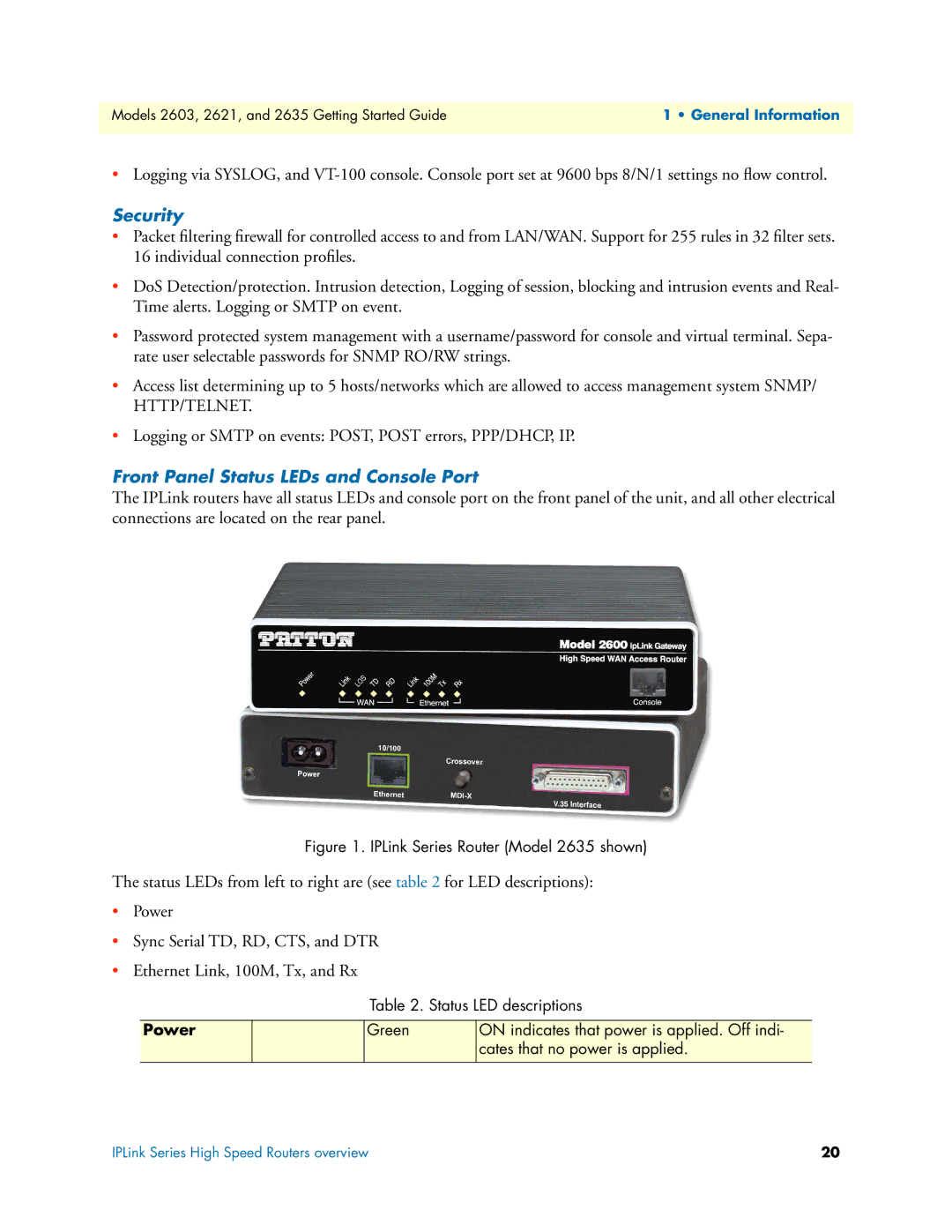 Patton electronic 2621, 2635 manual Security, Logging or Smtp on events POST, Post errors, PPP/DHCP, IP 