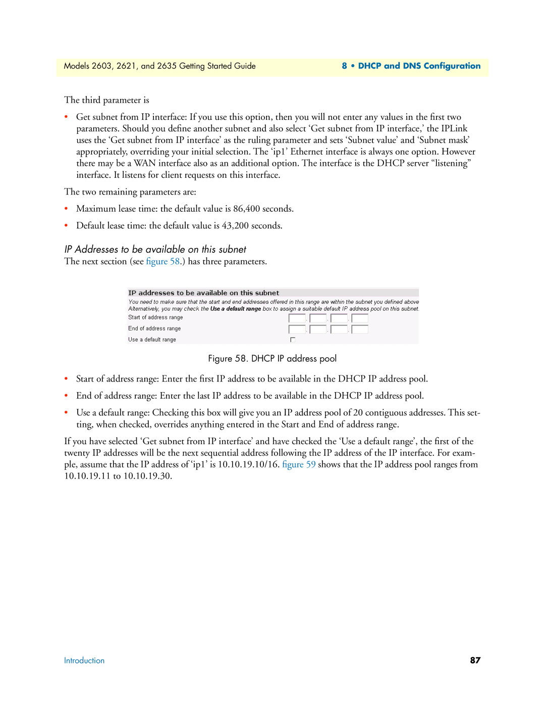 Patton electronic 2635, 2621 IP Addresses to be available on this subnet, Next section see ﬁgure 58. has three parameters 