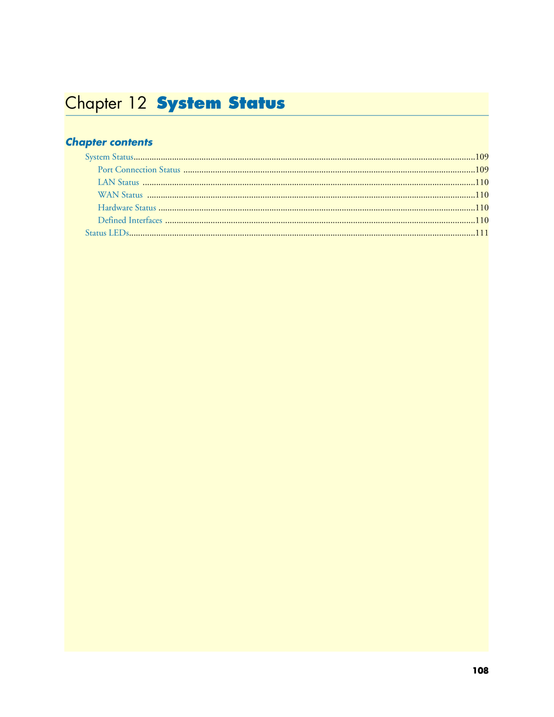 Patton electronic 2621, 2635 manual System Status, Chapter contents 