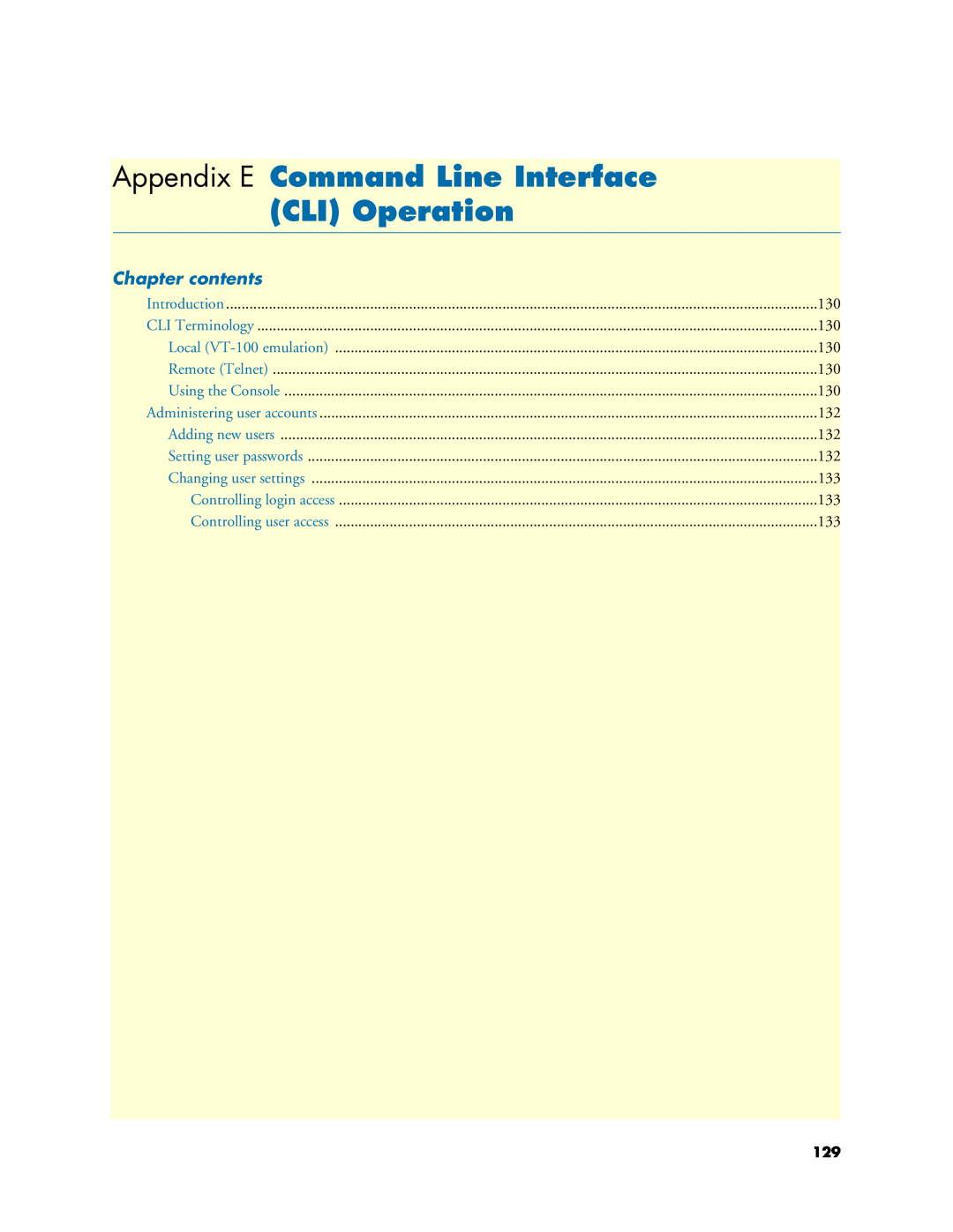 Patton electronic 2635, 2621 manual Appendix E Command Line Interface, CLI Operation, Chapter contents 