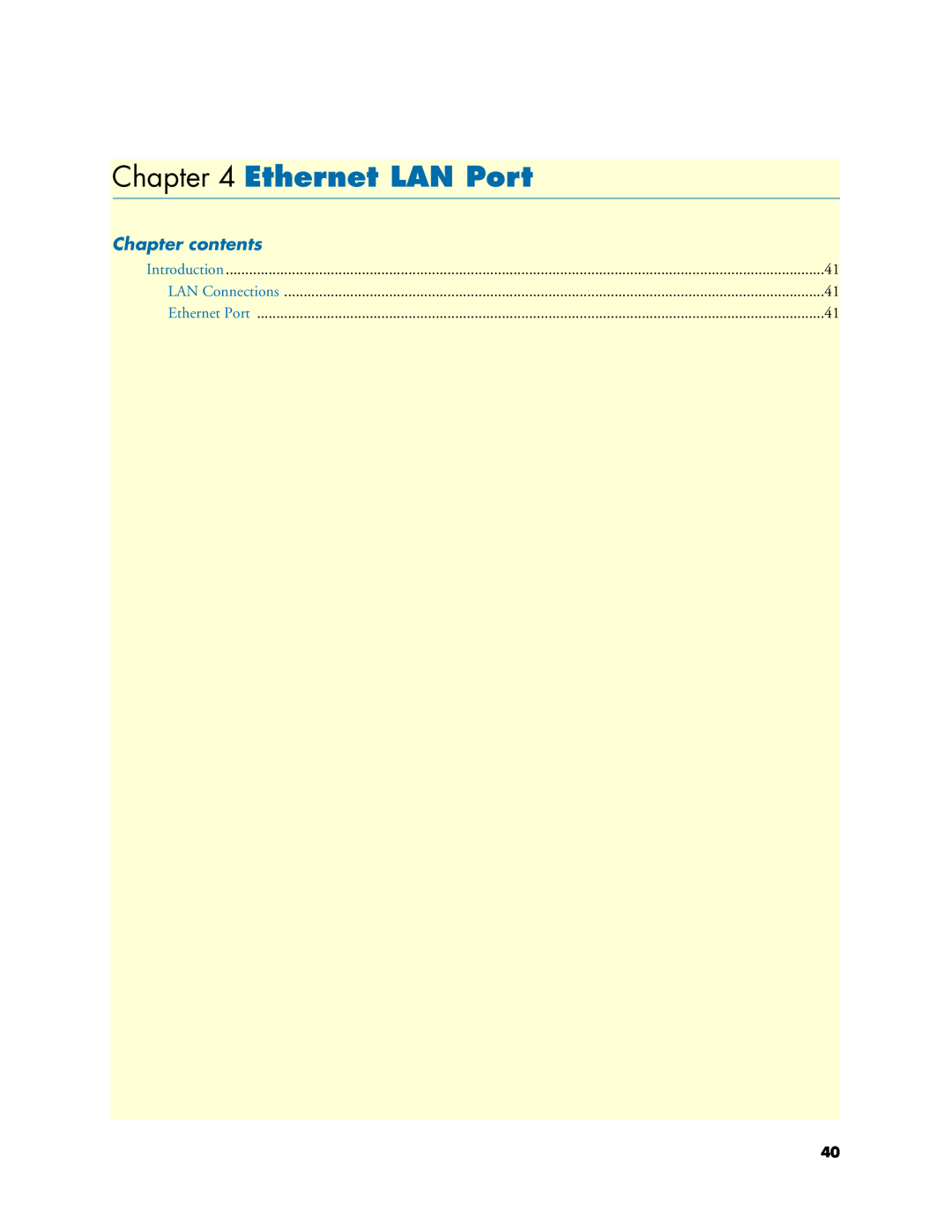 Patton electronic 2621, 2635 manual Ethernet LAN Port, Chapter contents 