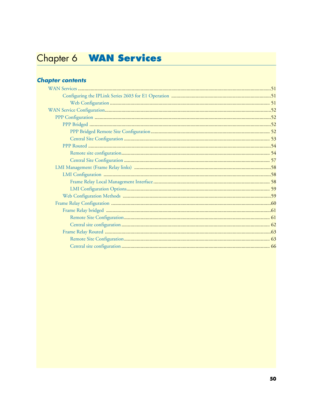 Patton electronic 2621, 2635 manual WAN Services, Chapter contents, PPP Configuration, LMI Management Frame Relay links 