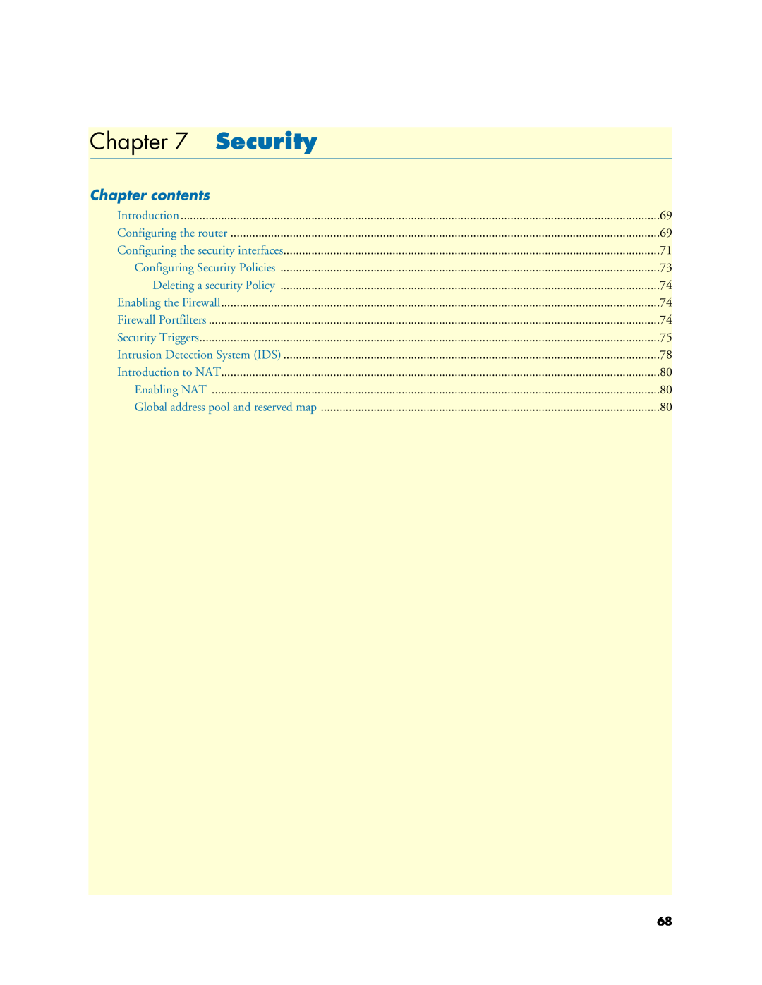 Patton electronic 2621, 2635 manual Security, Chapter contents 