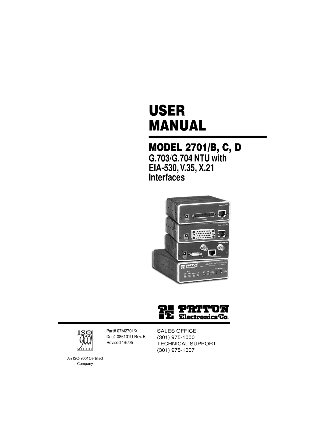 Patton electronic 2701/D, 2701/B, 2701/C user manual User Manual 