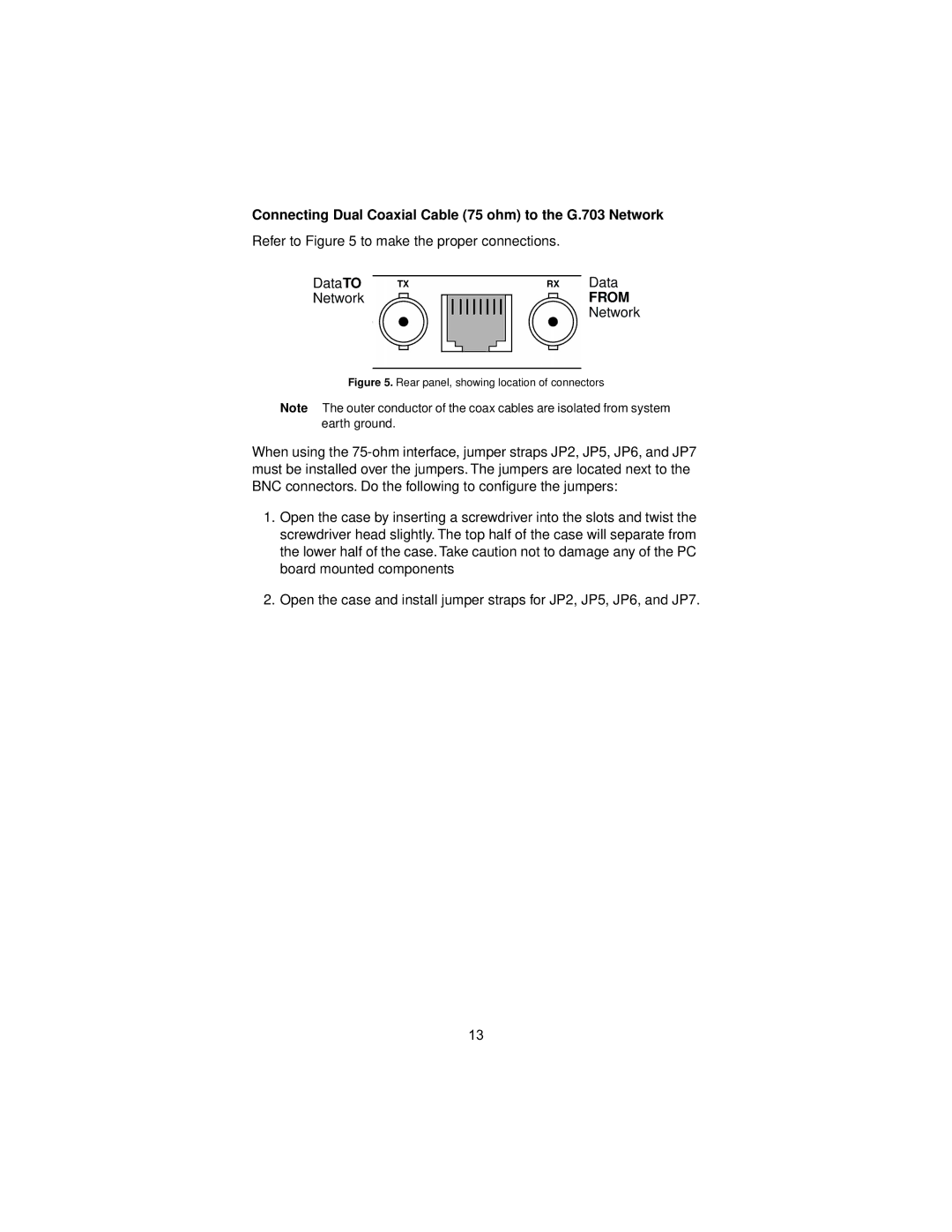 Patton electronic 2707/I user manual Connecting Dual Coaxial Cable 75 ohm to the G.703 Network, From 