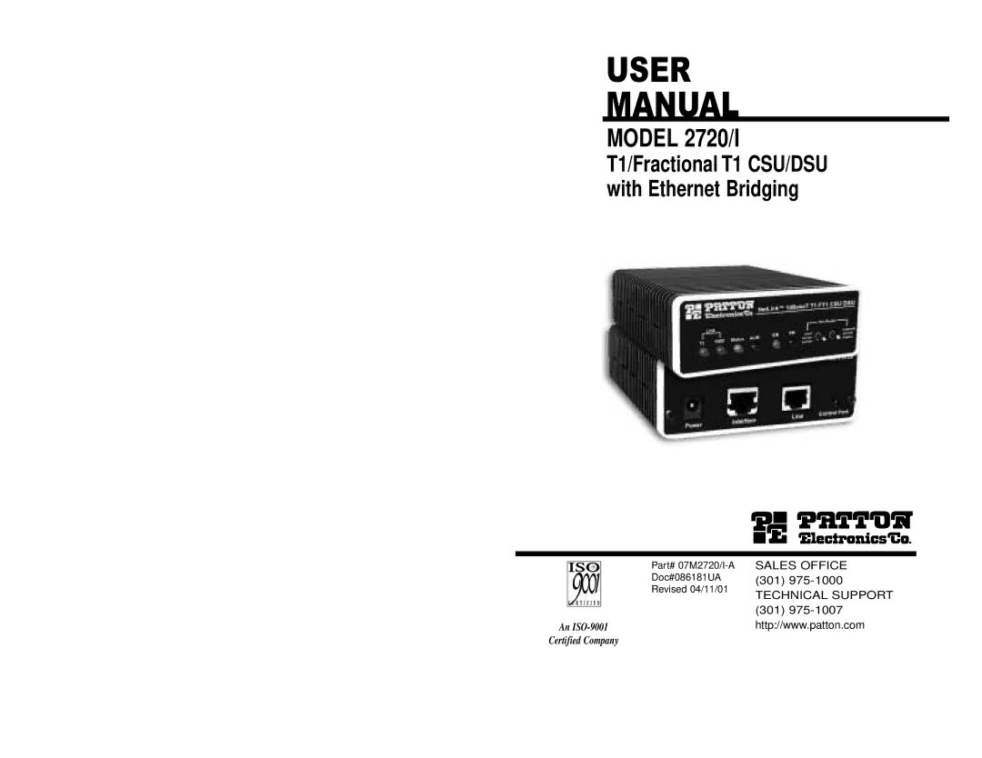 Patton electronic 2720 user manual User Manual 