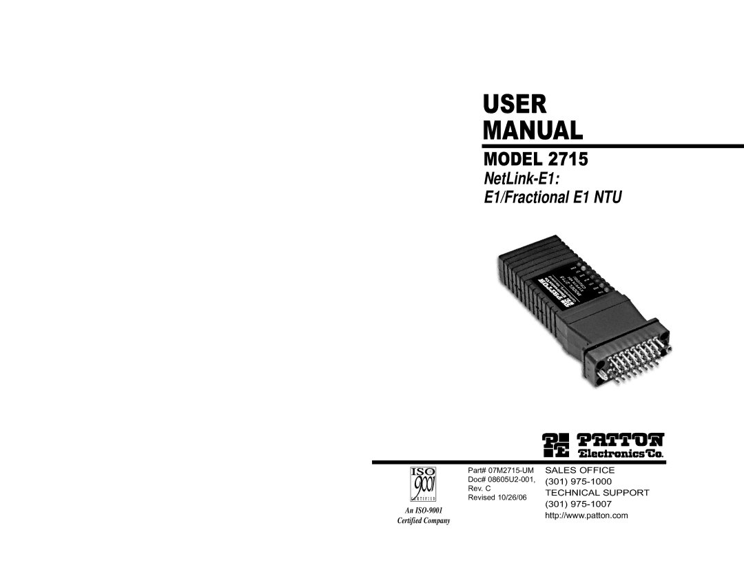 Patton electronic 2715, 275, Network Hardware user manual User Manual 