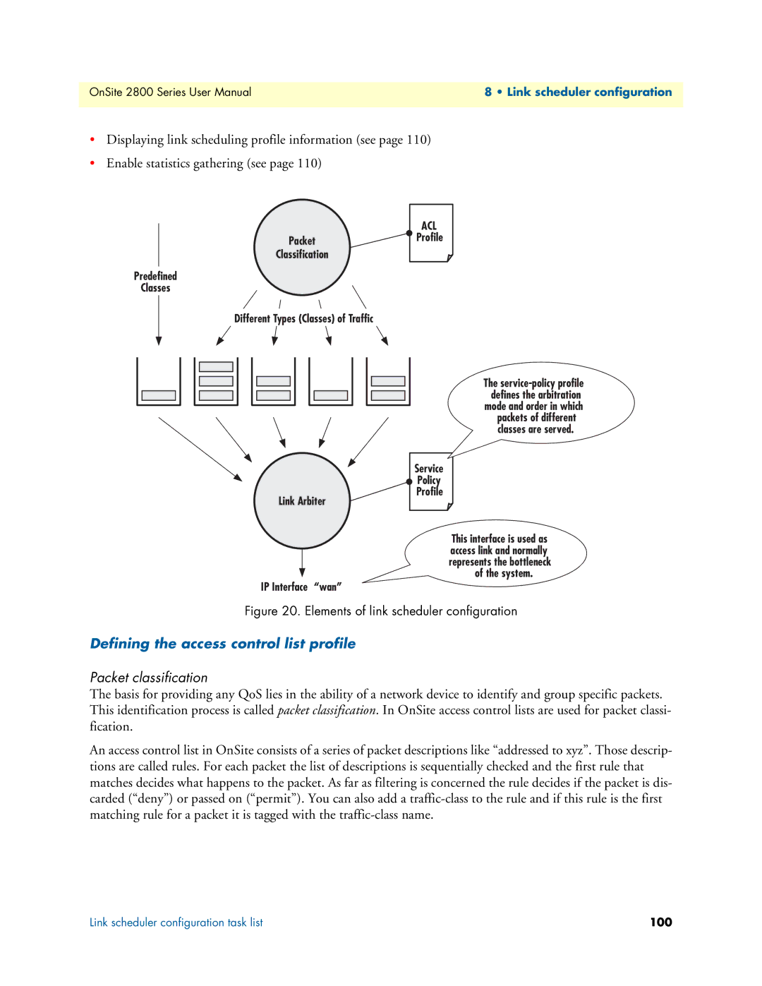 Patton electronic 2800 user manual Defining the access control list profile, Packet classification 