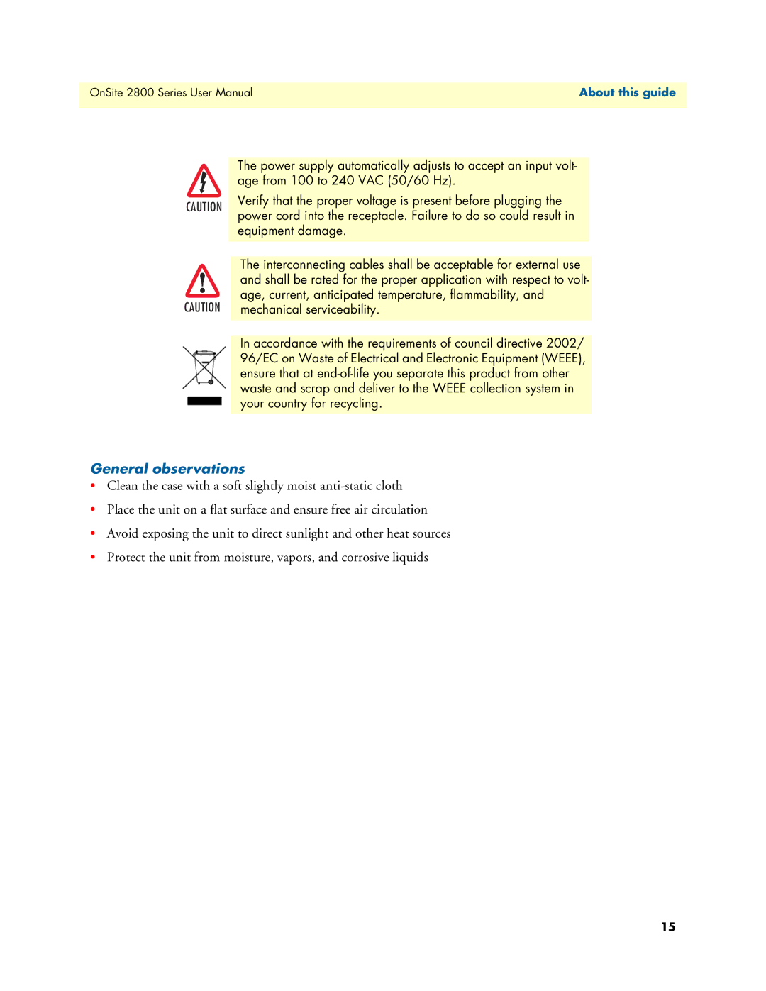 Patton electronic 2800 user manual General observations 