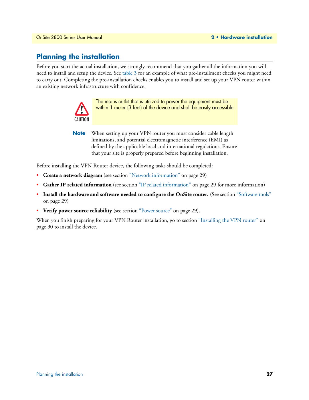 Patton electronic 2800 user manual Planning the installation, Create a network diagram see section Network information on 