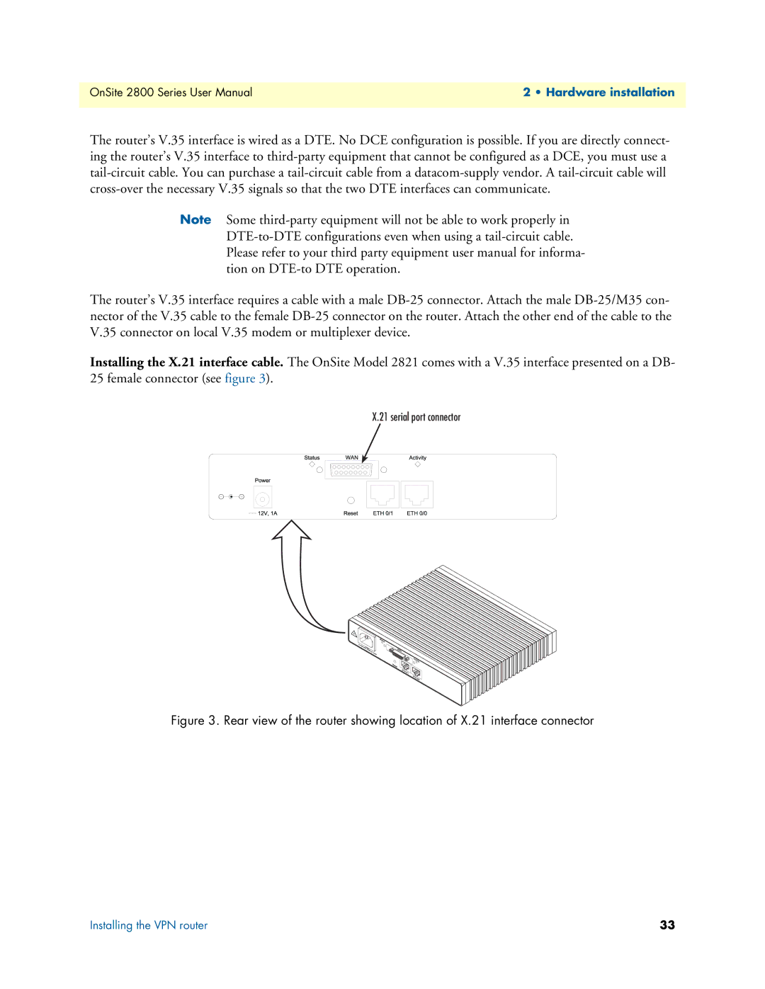 Patton electronic 2800 user manual Hardware installation 