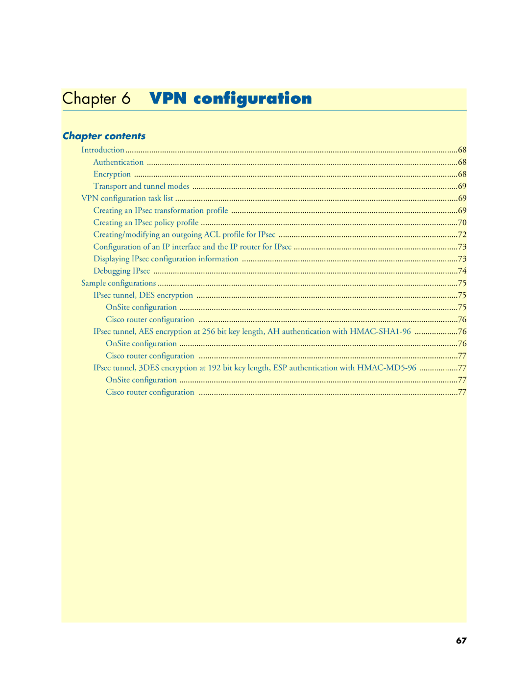 Patton electronic 2800 user manual VPN configuration, Chapter contents 