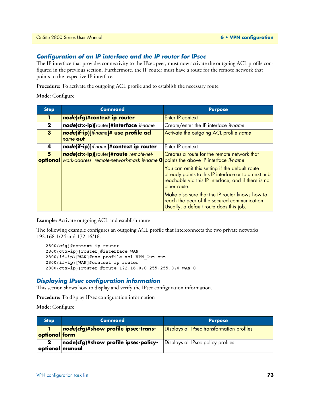 Patton electronic 2800 user manual Configuration of an IP interface and the IP router for IPsec 