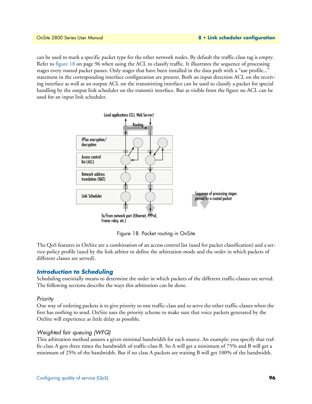 Patton electronic 2800 user manual Introduction to Scheduling, Priority, Weighted fair queuing WFQ 