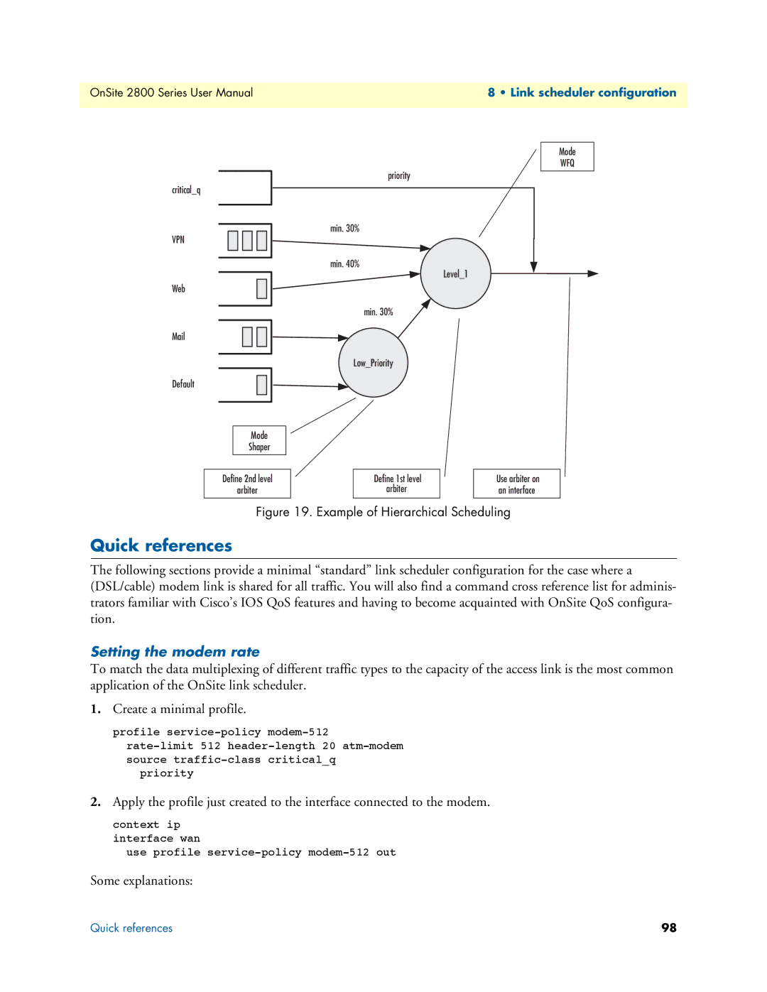 Patton electronic 2800 user manual Quick references, Setting the modem rate, Some explanations 