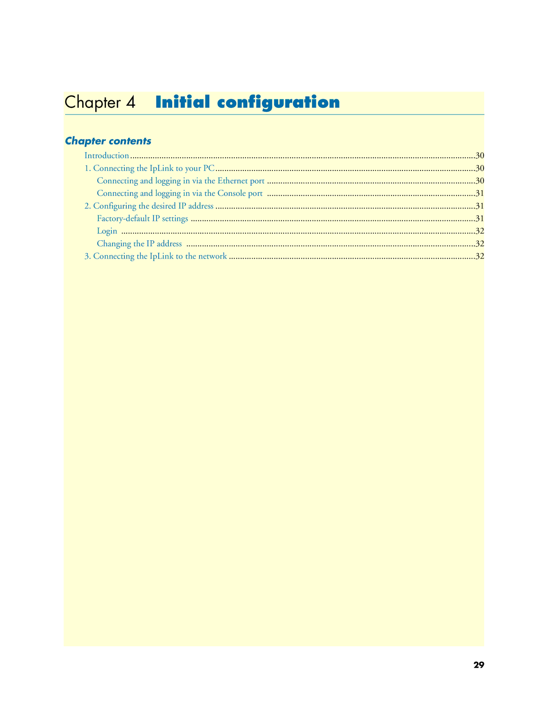 Patton electronic 2884 manual Initial conﬁguration, Chapter contents 