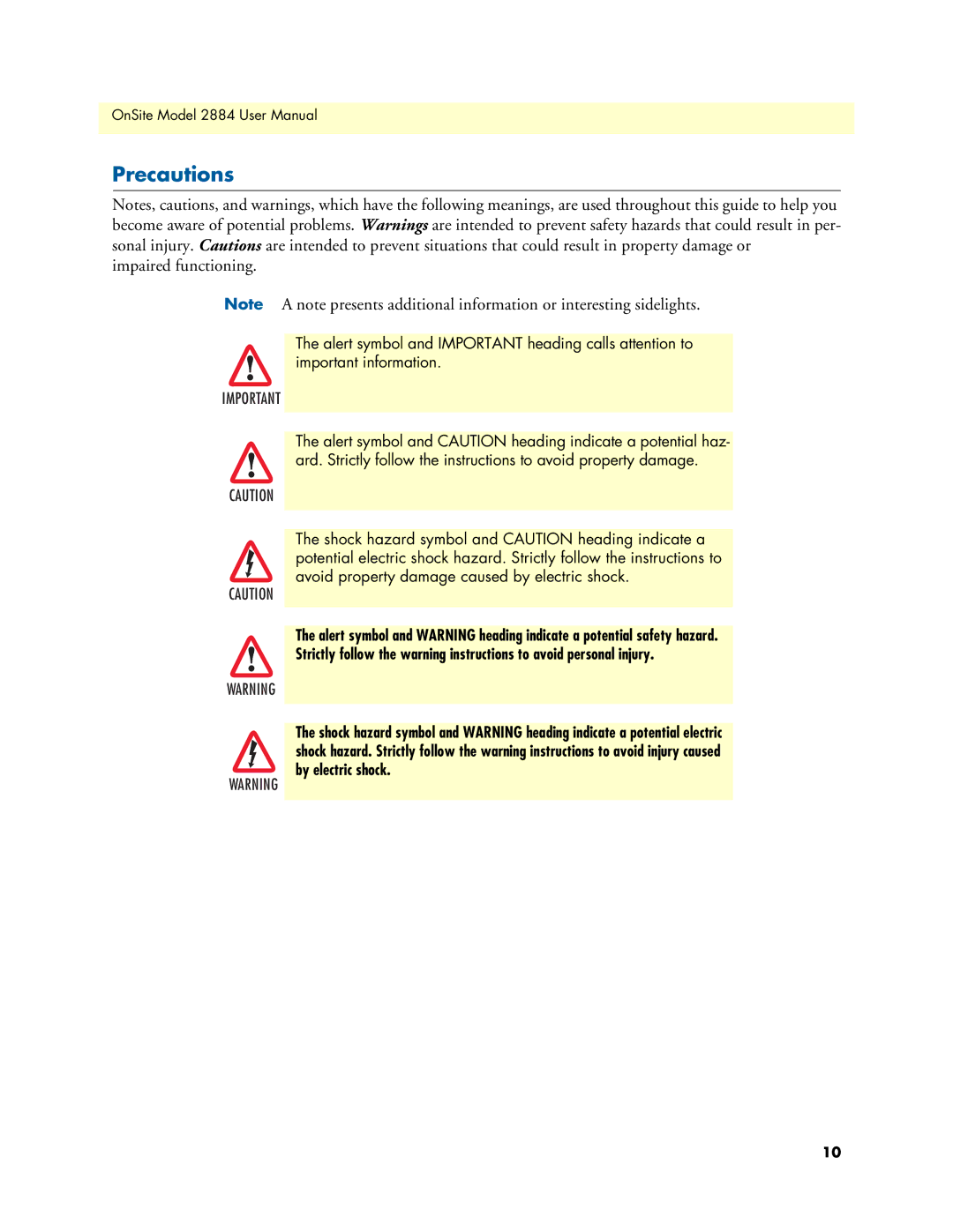 Patton electronic 2884 user manual Precautions, Impaired functioning 