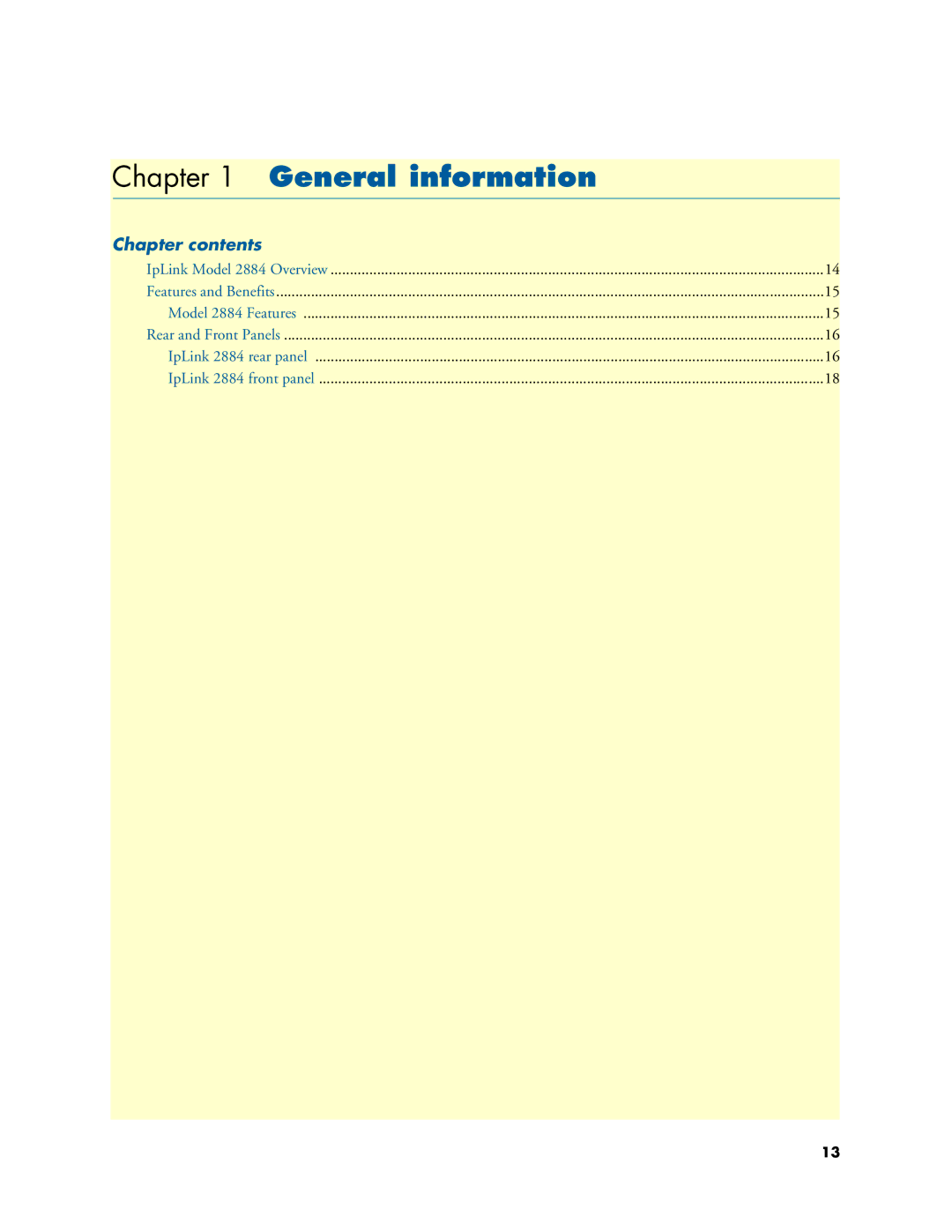 Patton electronic 2884 user manual General information, Chapter contents 