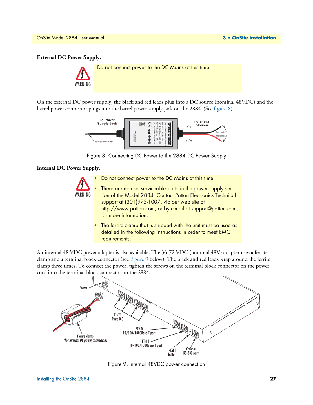 Patton electronic 2884 user manual External DC Power Supply 