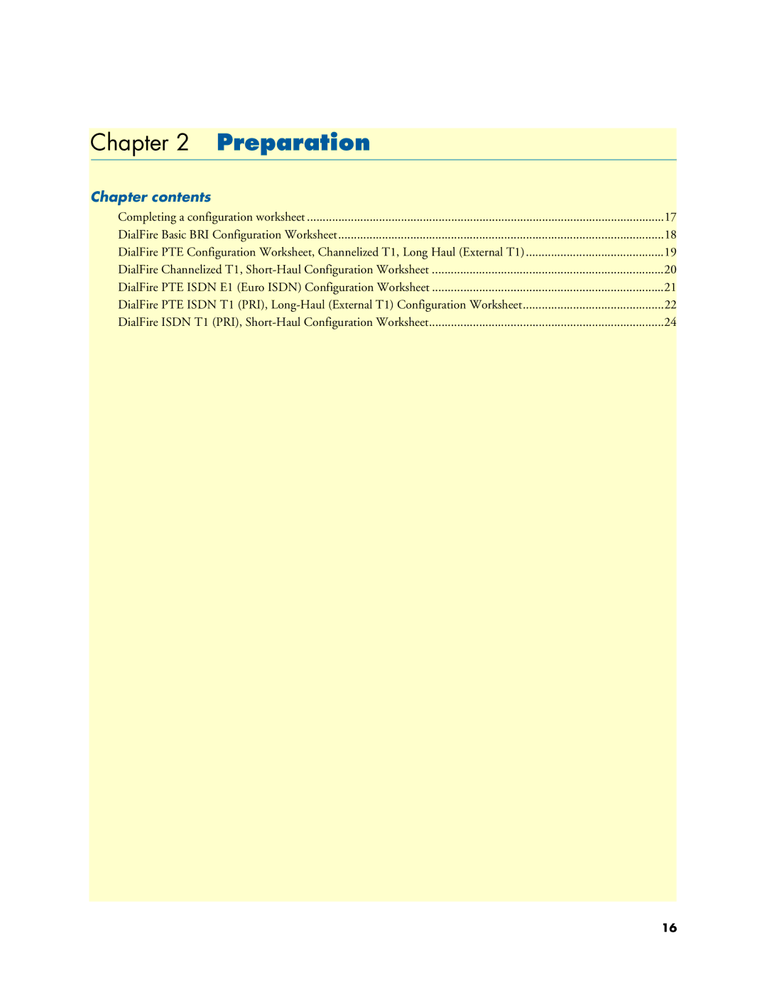 Patton electronic 2977 user manual Preparation, Chapter contents 