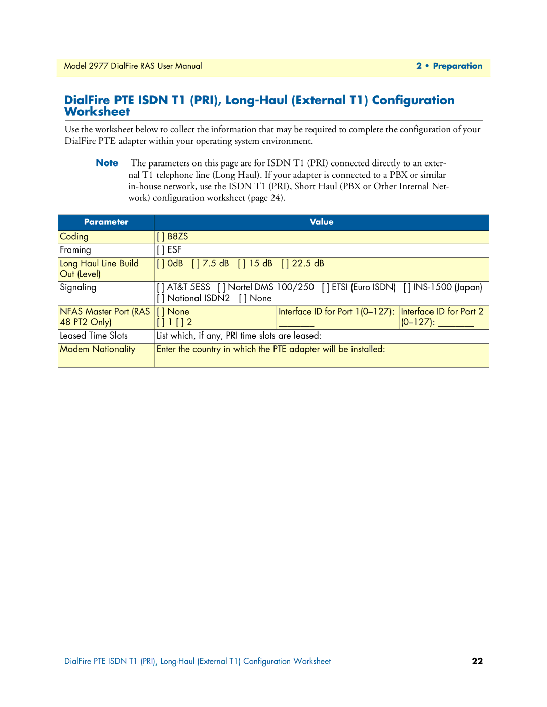 Patton electronic 2977 user manual None Interface ID for Port 48 PT2 Only 127 Leased Time Slots 