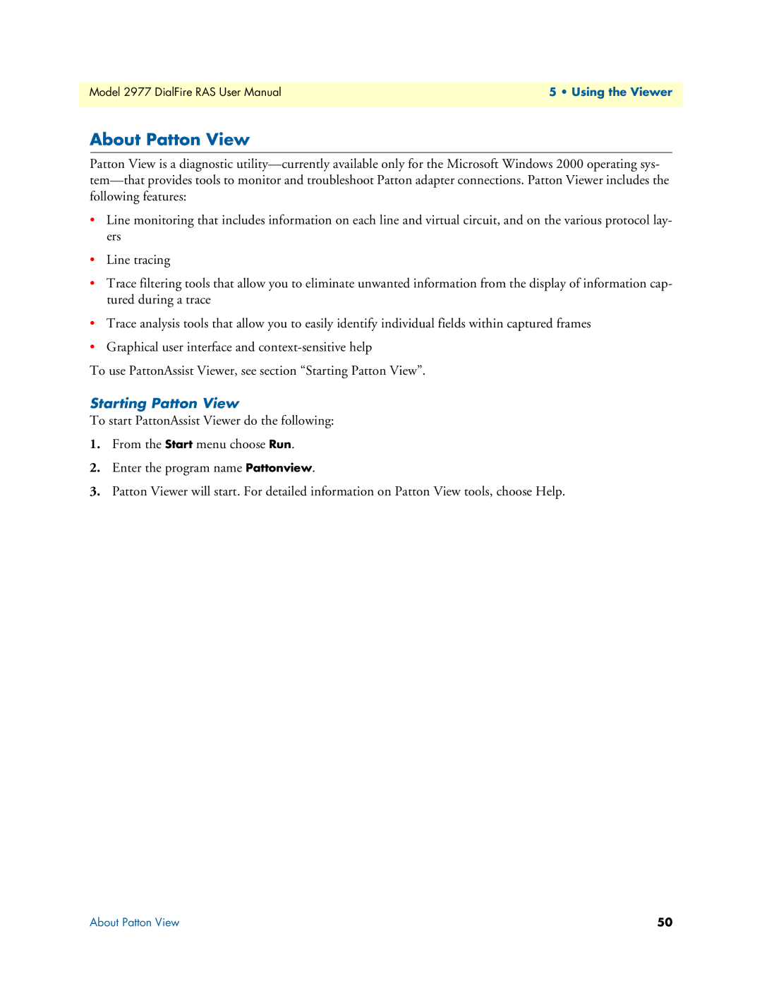 Patton electronic 2977 user manual About Patton View, Starting Patton View 