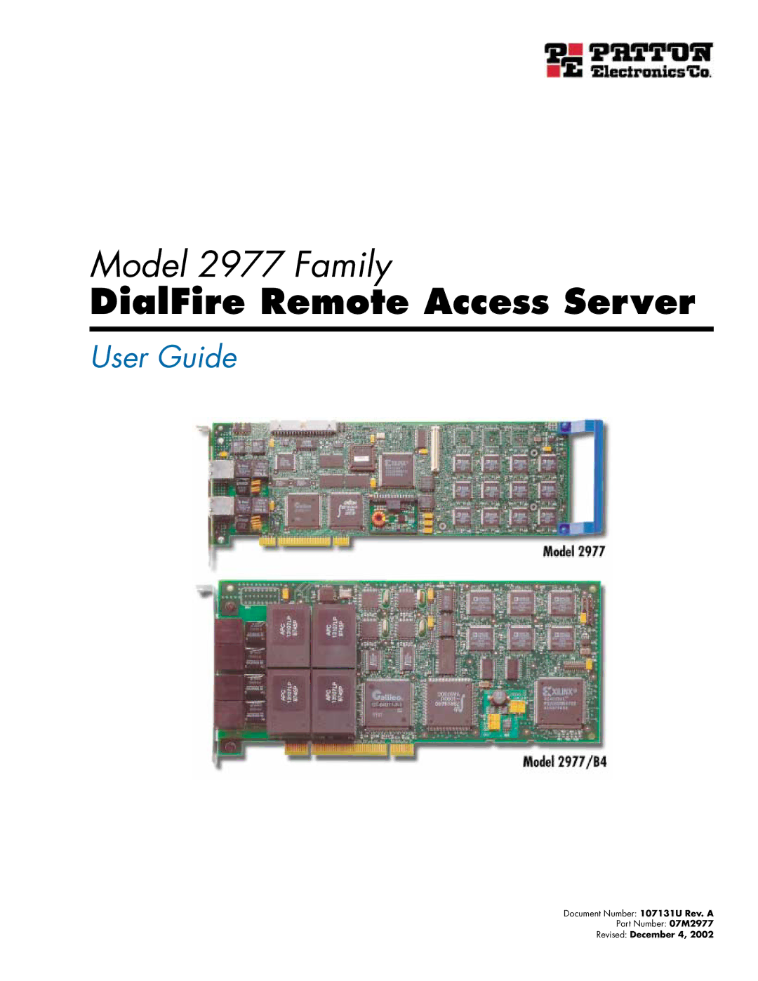 Patton electronic 2977 manual DialFire Remote Access Server 