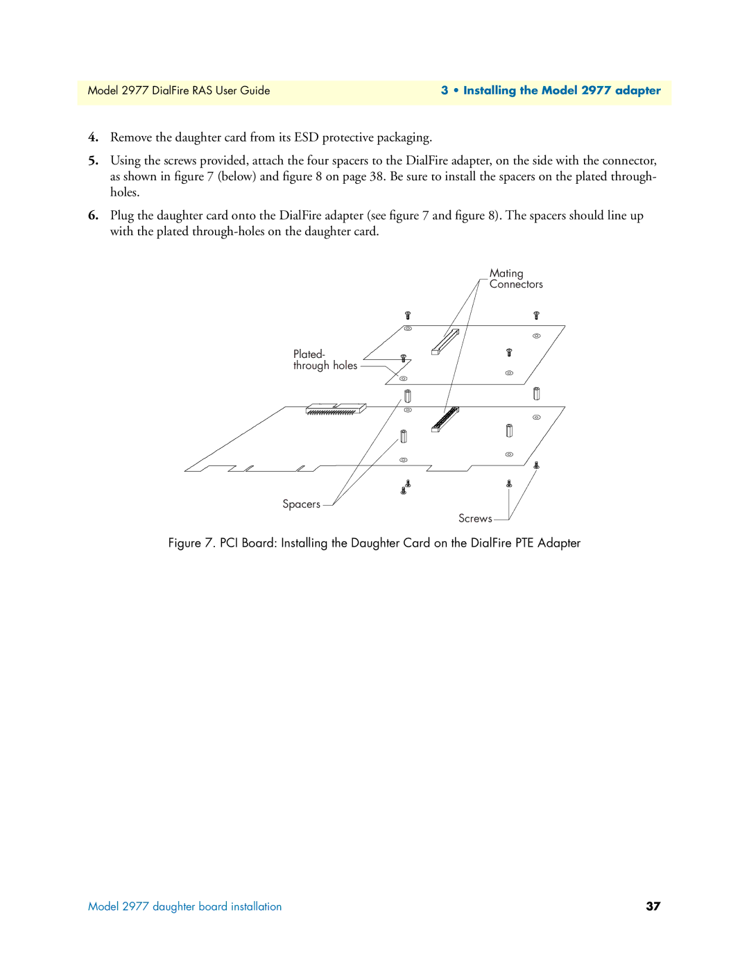 Patton electronic manual Model 2977 daughter board installation 