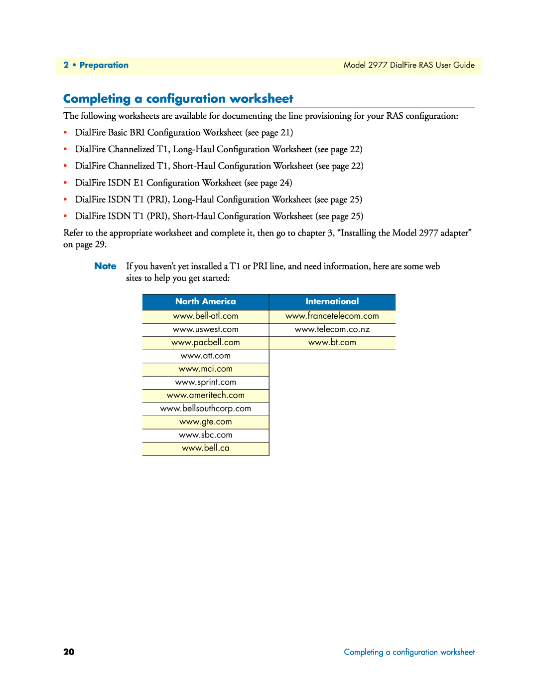 Patton electronic 2977 manual Completing a conﬁguration worksheet 
