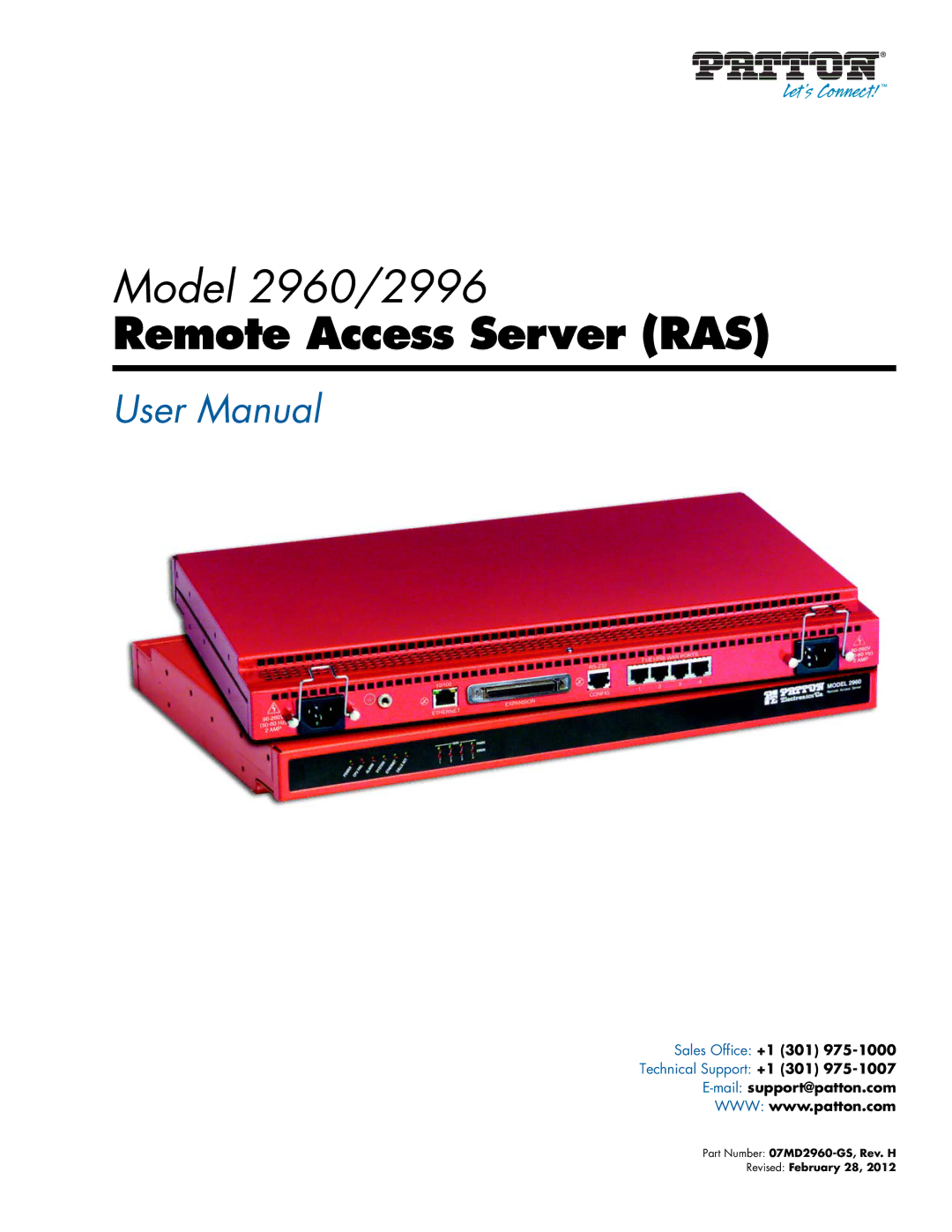 Patton electronic 2960, 2996 user manual Remote Access Server RAS 