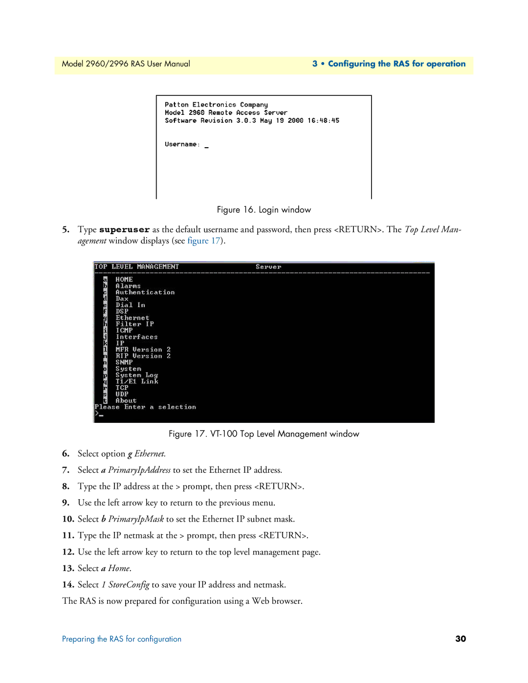 Patton electronic 2996, 2960 user manual Login window 