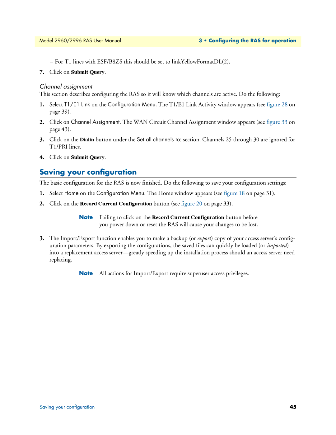 Patton electronic 2960, 2996 user manual Saving your configuration 