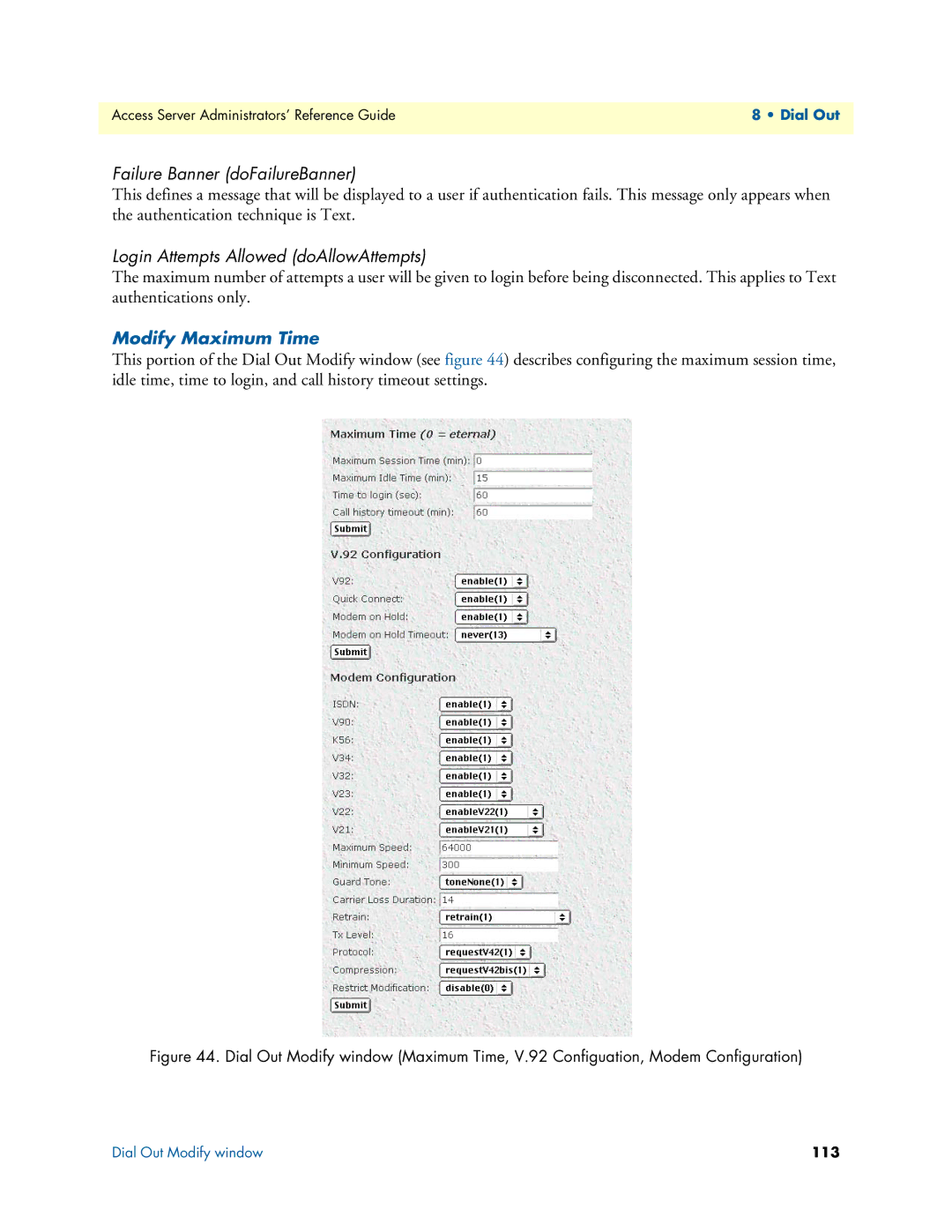 Patton electronic 29XX manual Failure Banner doFailureBanner, Login Attempts Allowed doAllowAttempts 